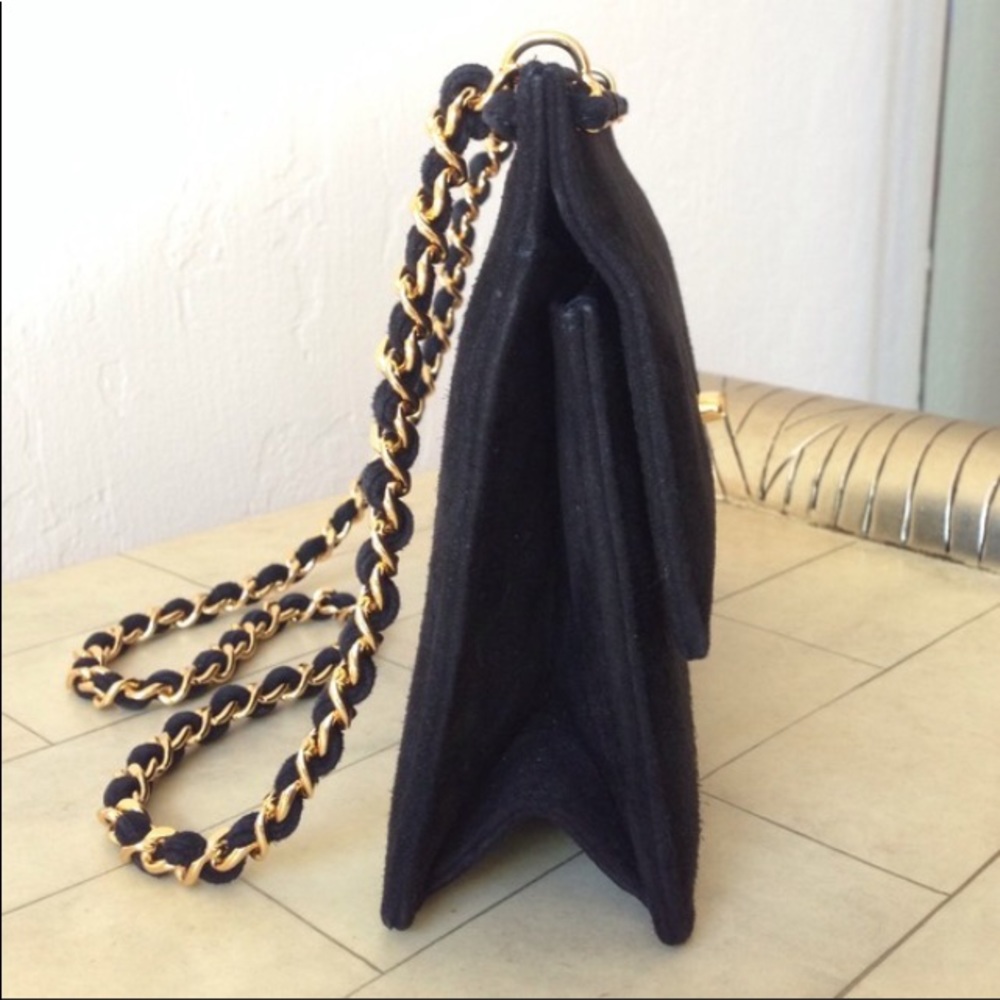 NWT RARE Chanel Black Suede & Gold Metal Bag. - Picture 6 of 8